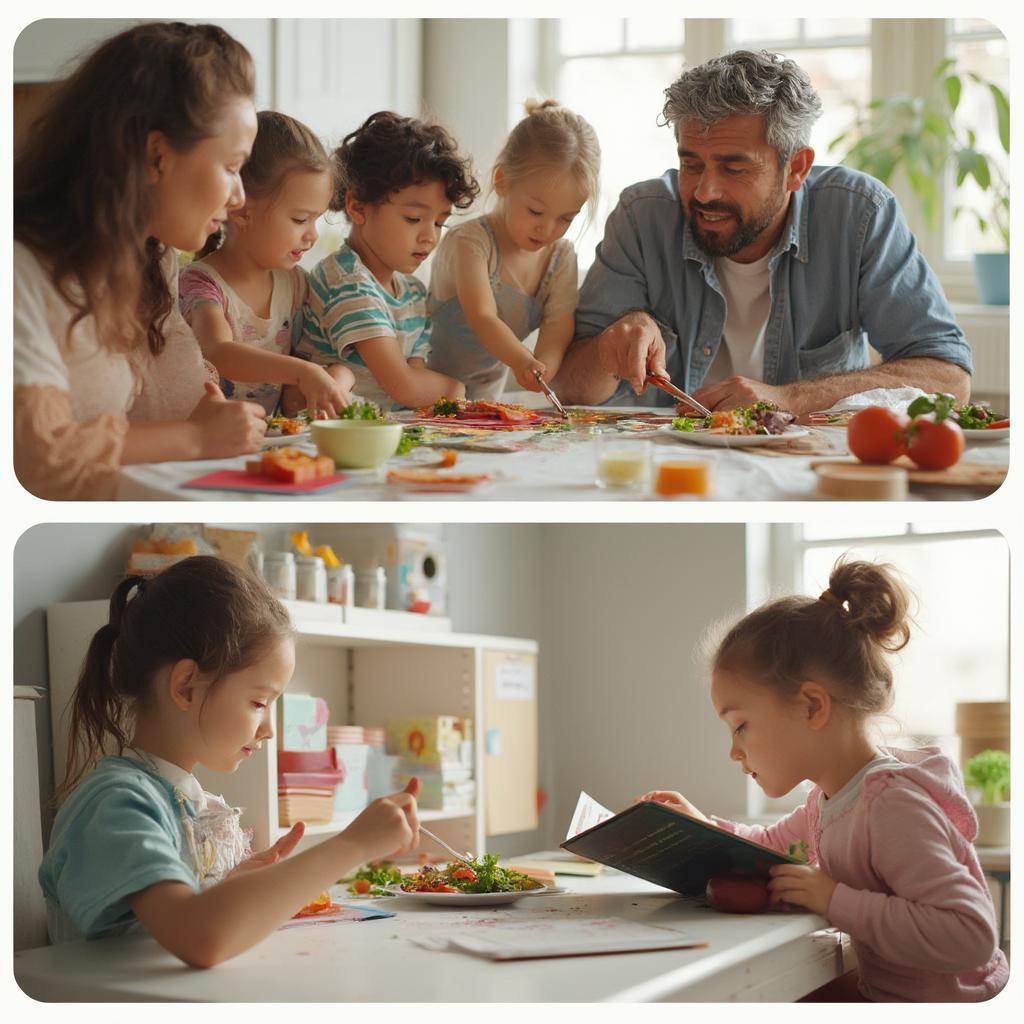 Family Engaging in Various Self-Care Activities