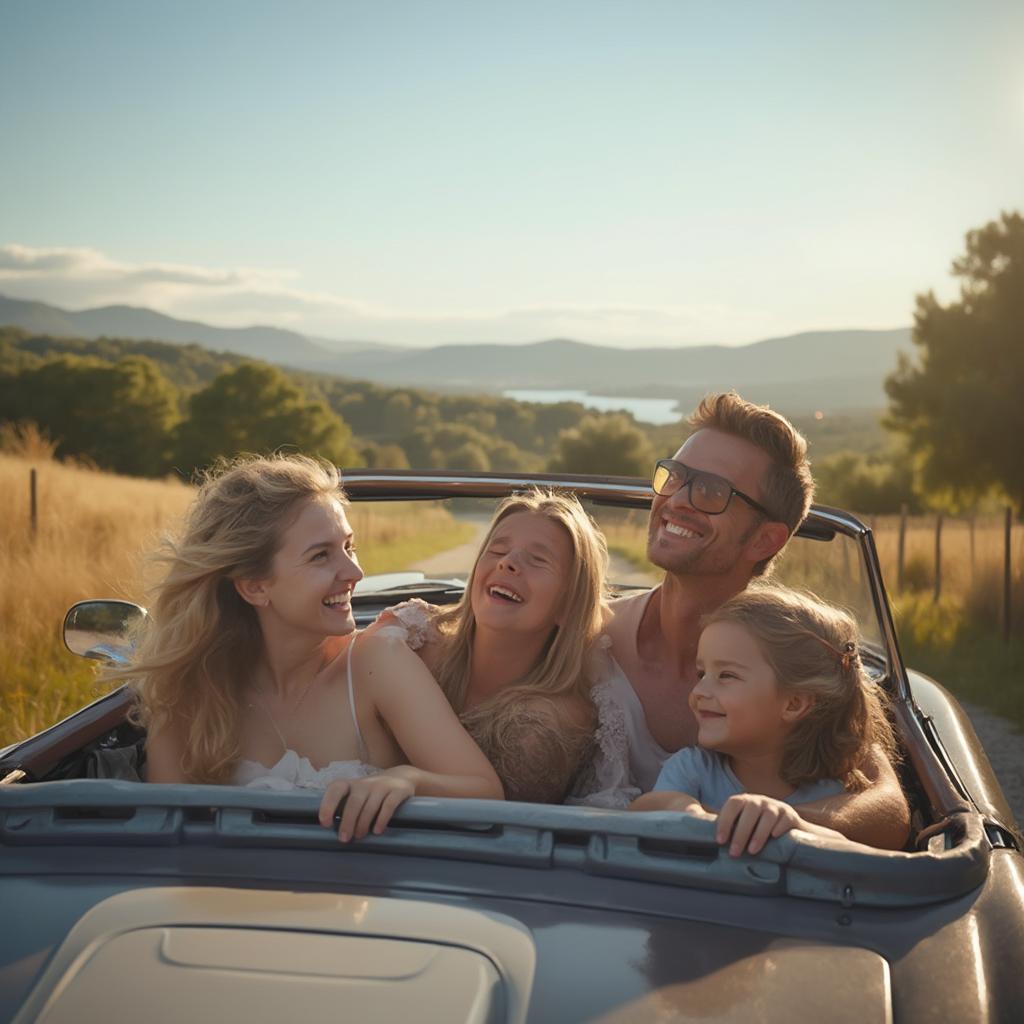 Family Enjoying European Road Trip