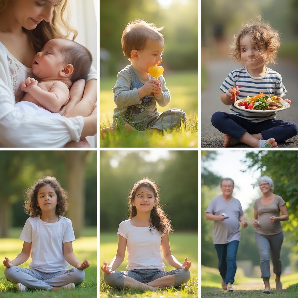 Family Engaging in Healthy Habits Across the Lifespan