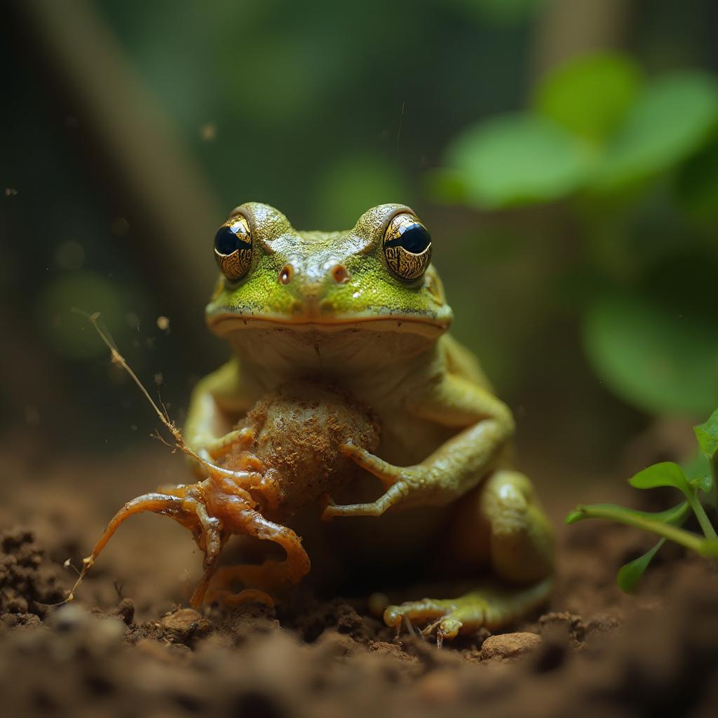 Feeding a Pet Frog Gut-Loaded Crickets