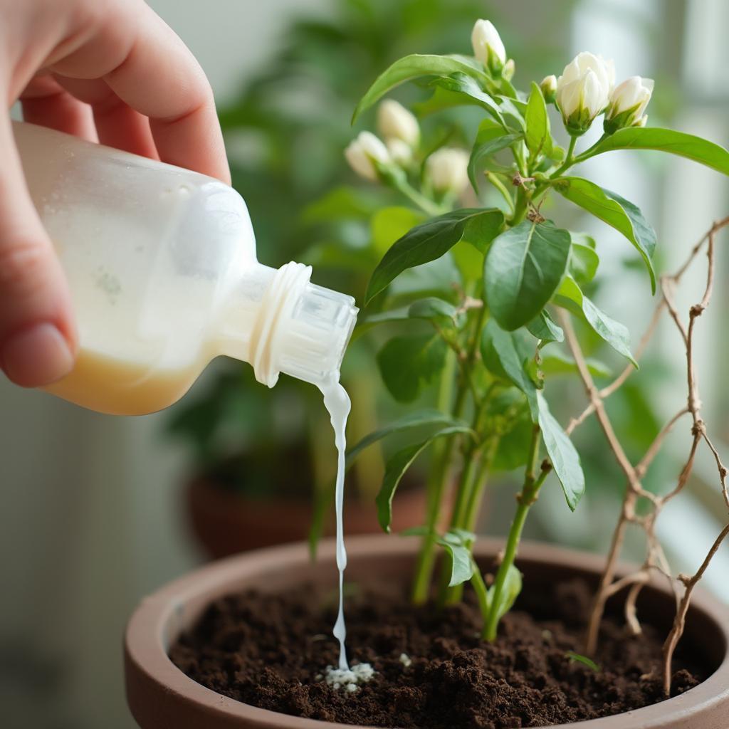 Fertilizing and Supporting Indoor Jasmine