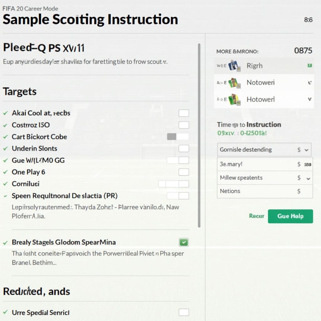 FIFA 20 Scouting Instructions Example