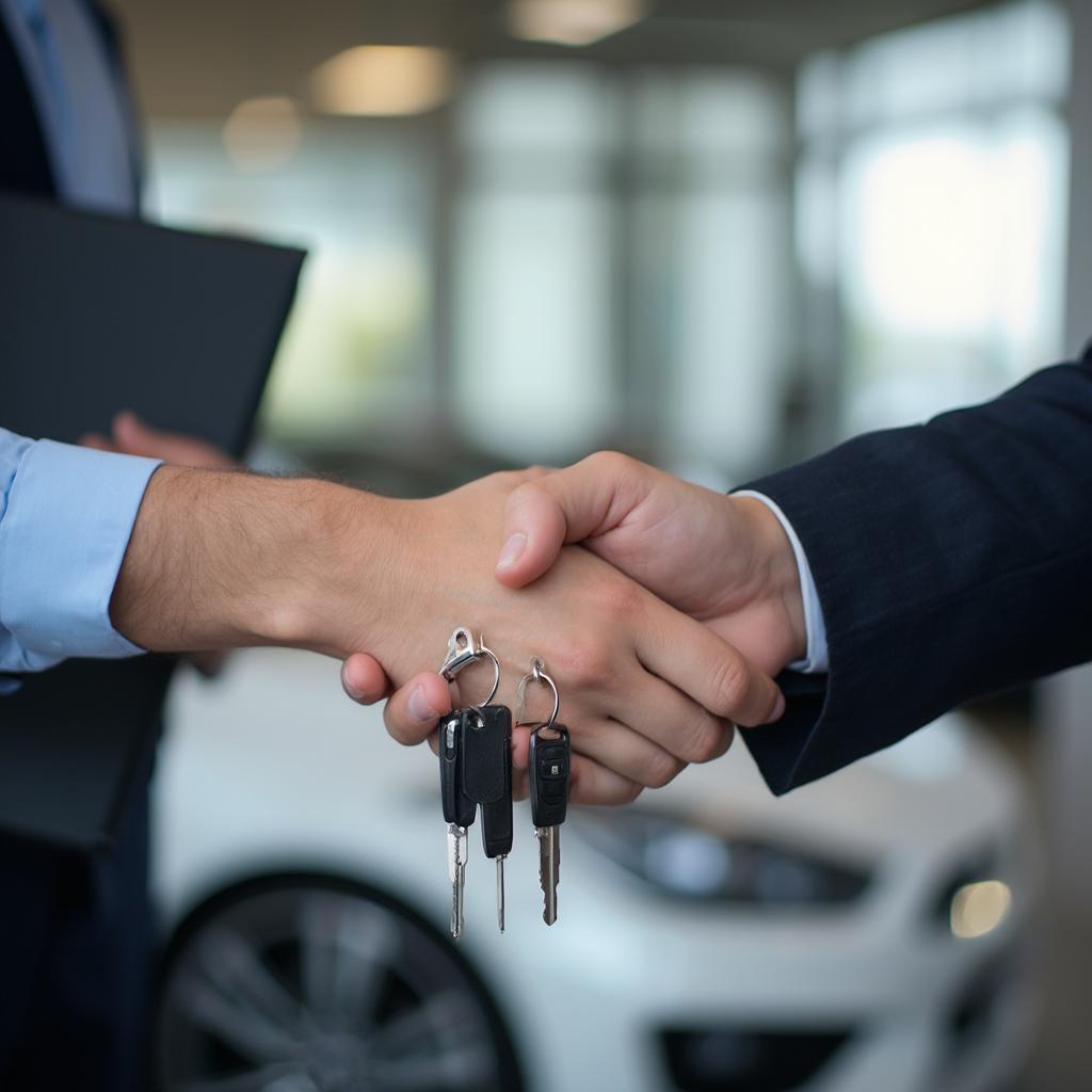 Finalizing Car Sale Handshake