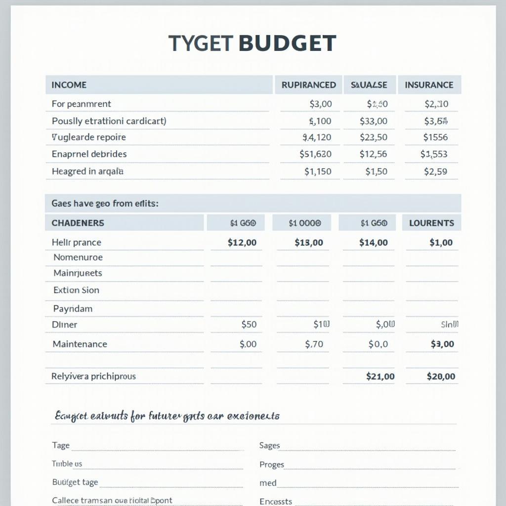 First Car Budget Worksheet