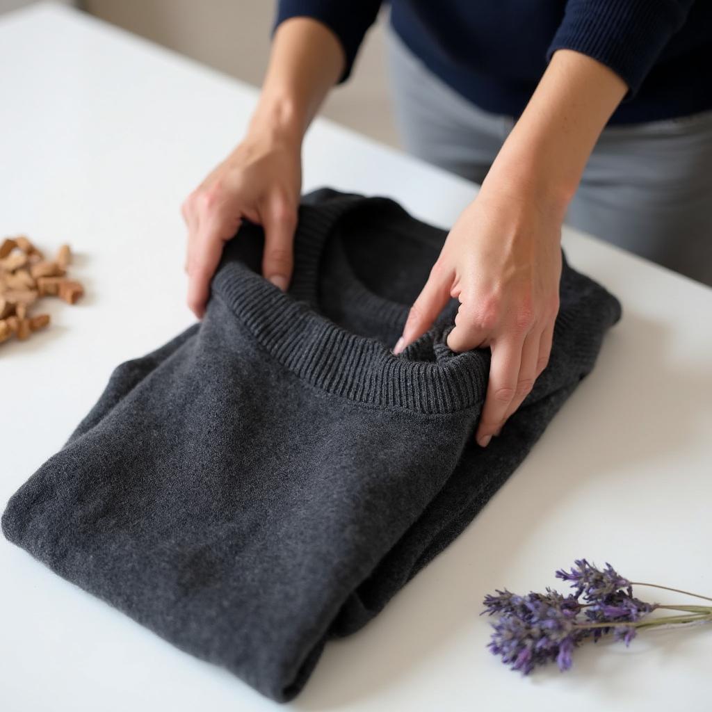 Folding a Cashmere Sweater for Storage