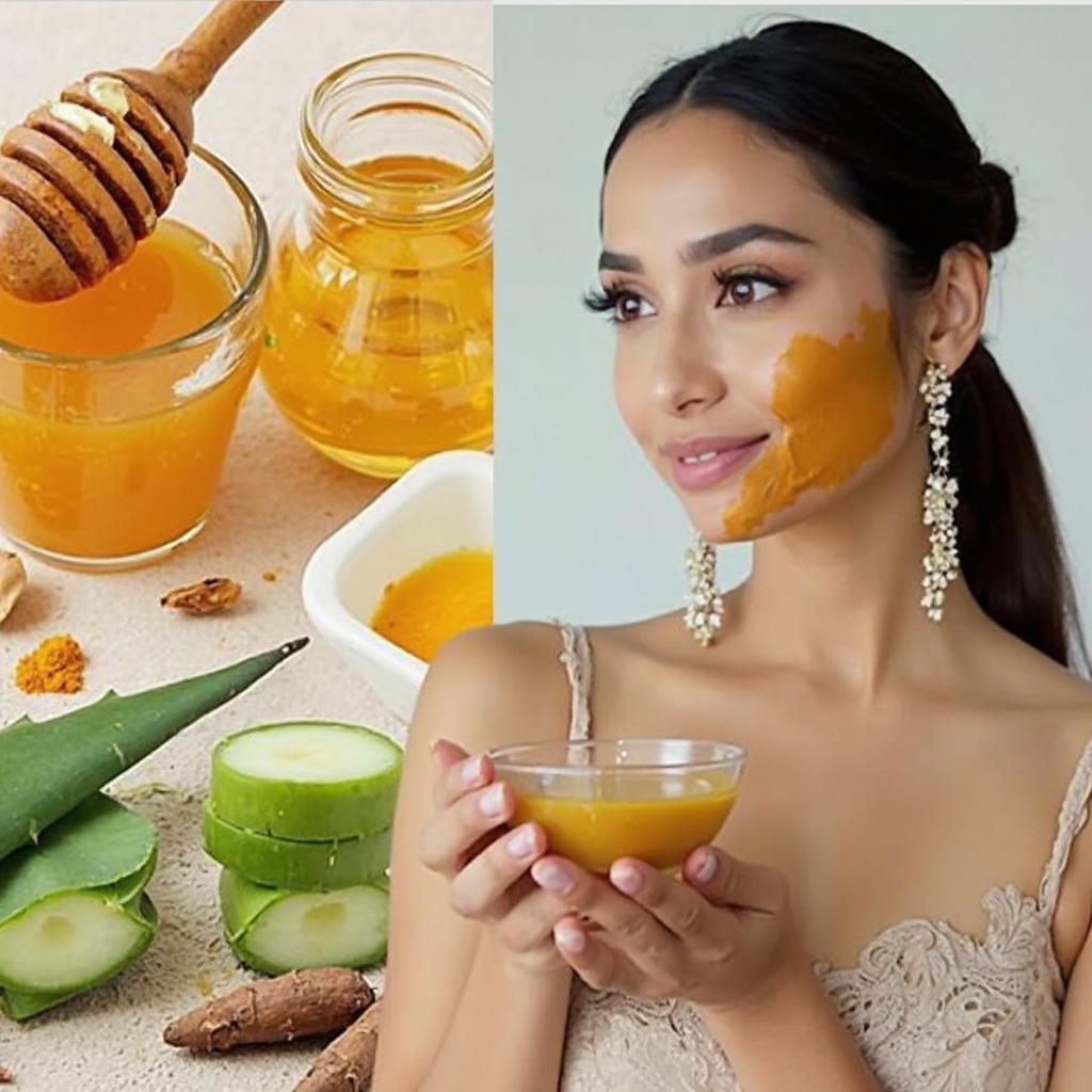 Gauhar Khan with Natural Skin Care Ingredients