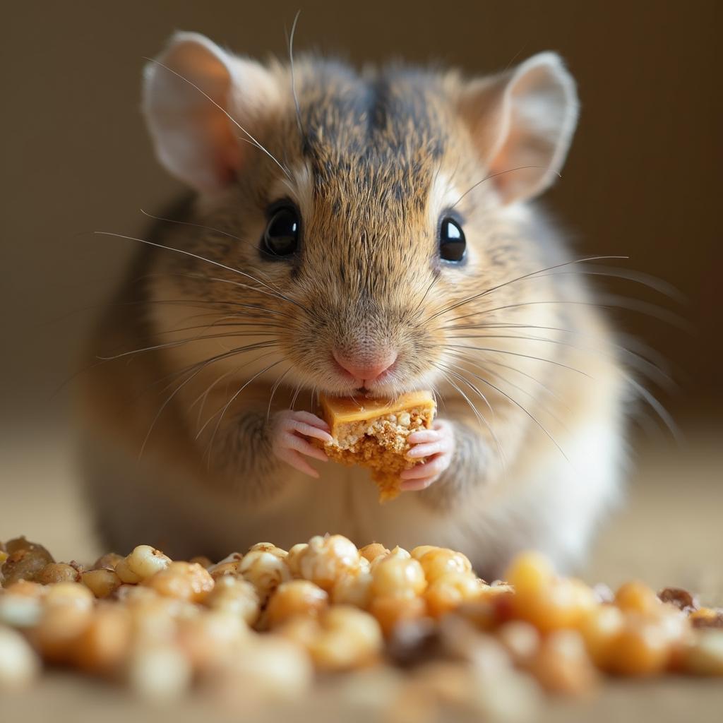 Gerbil Eating Healthy Food Mix