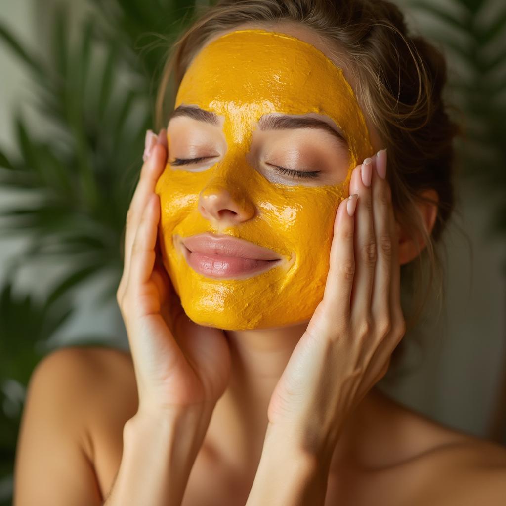 Applying a Turmeric Face Mask for Glowing Skin