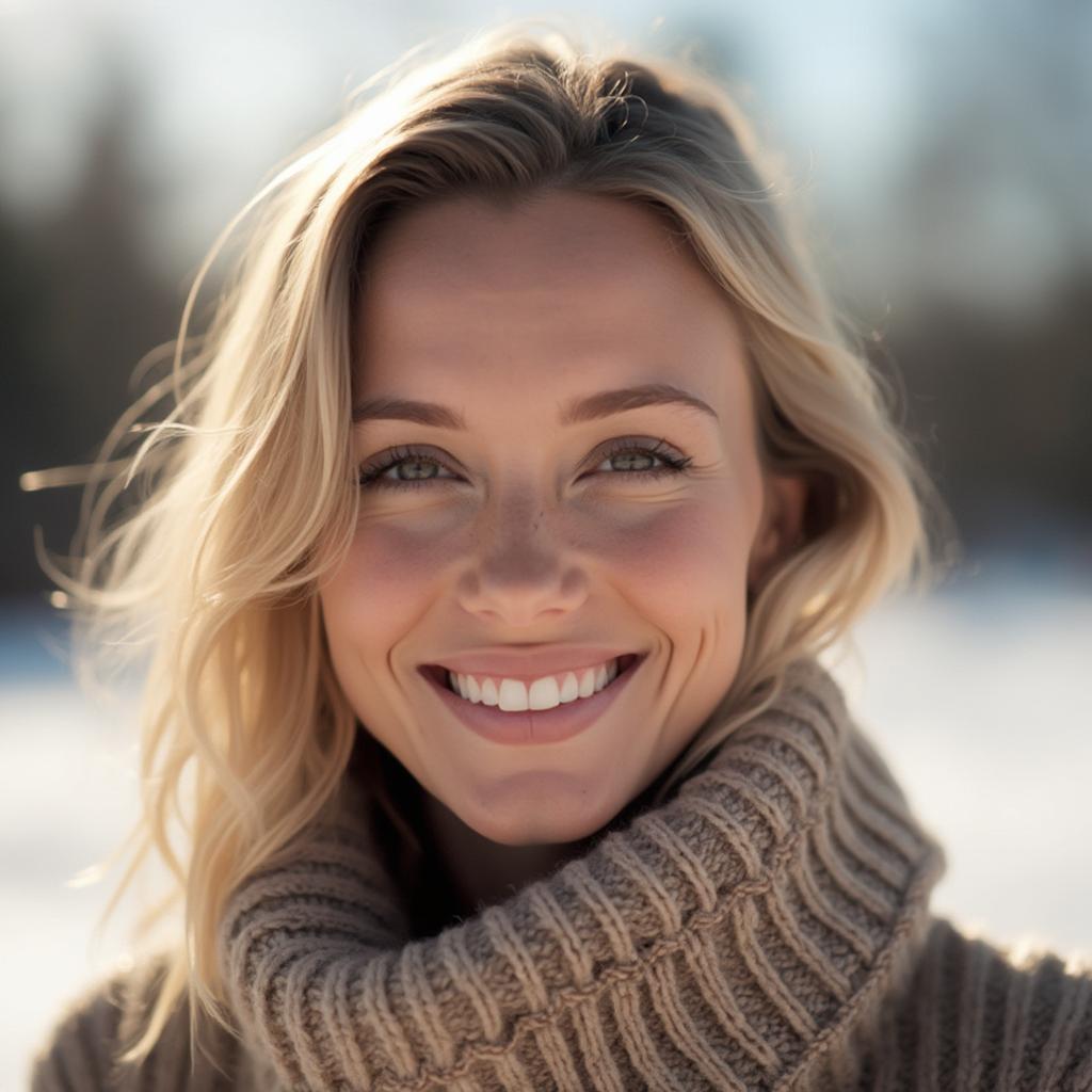 Woman with glowing winter skin