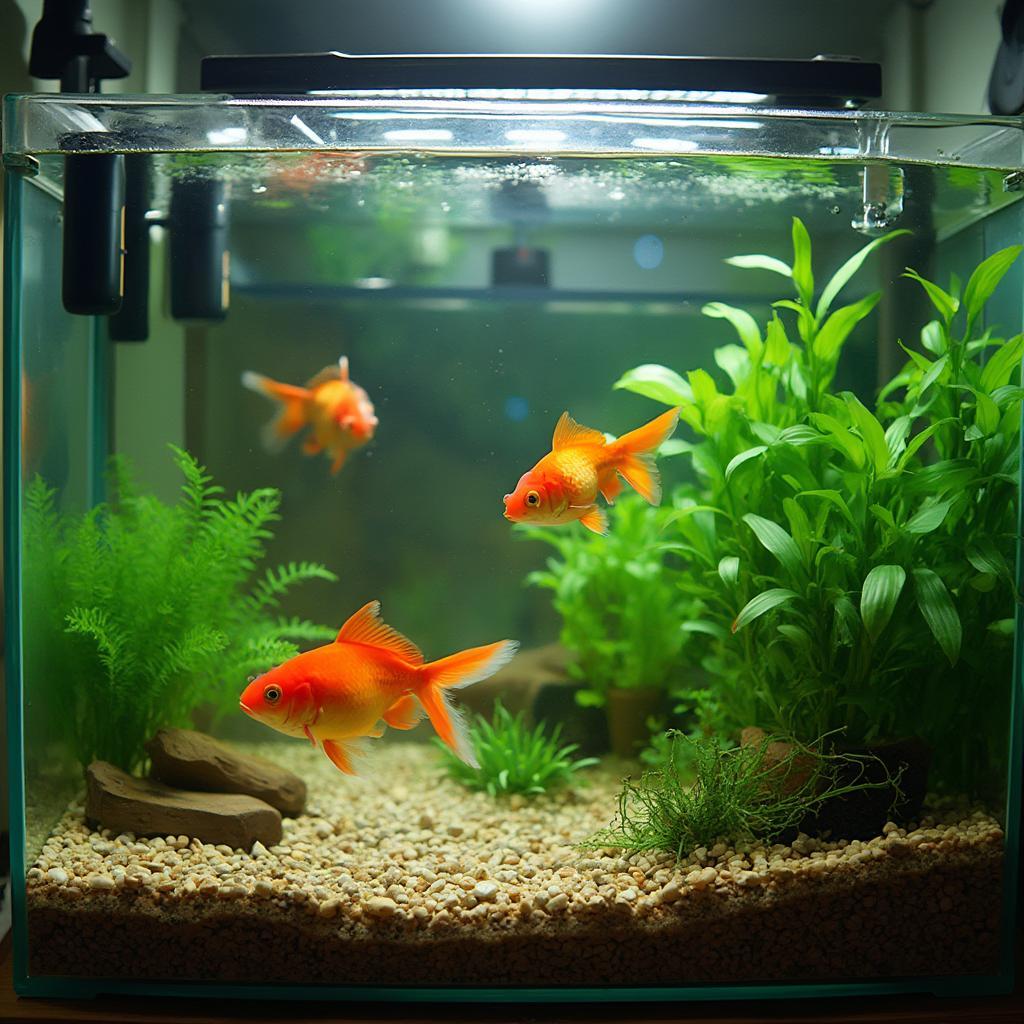 Ideal Goldfish Tank Setup with Filtration and Plants