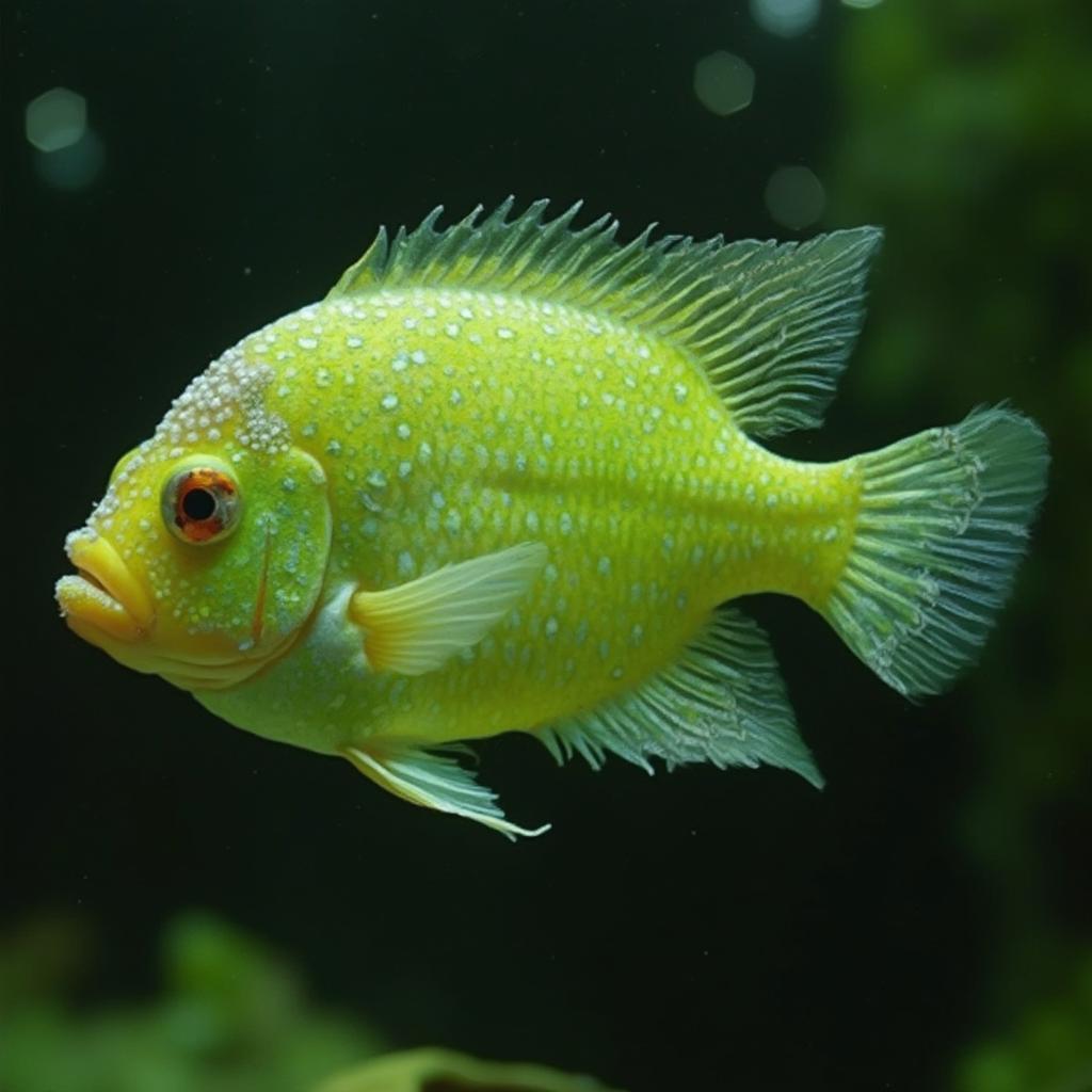 Green Terror Cichlid with Ich