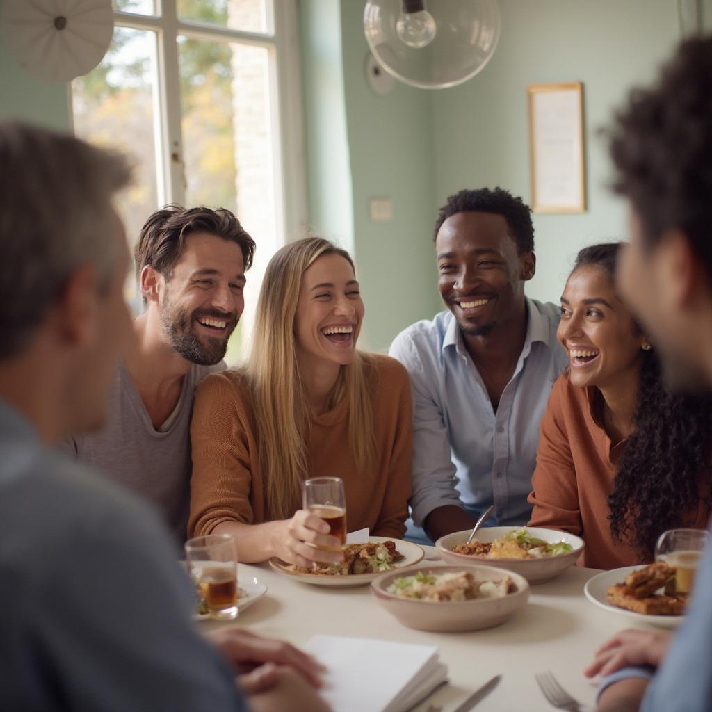 Group of friends laughing together