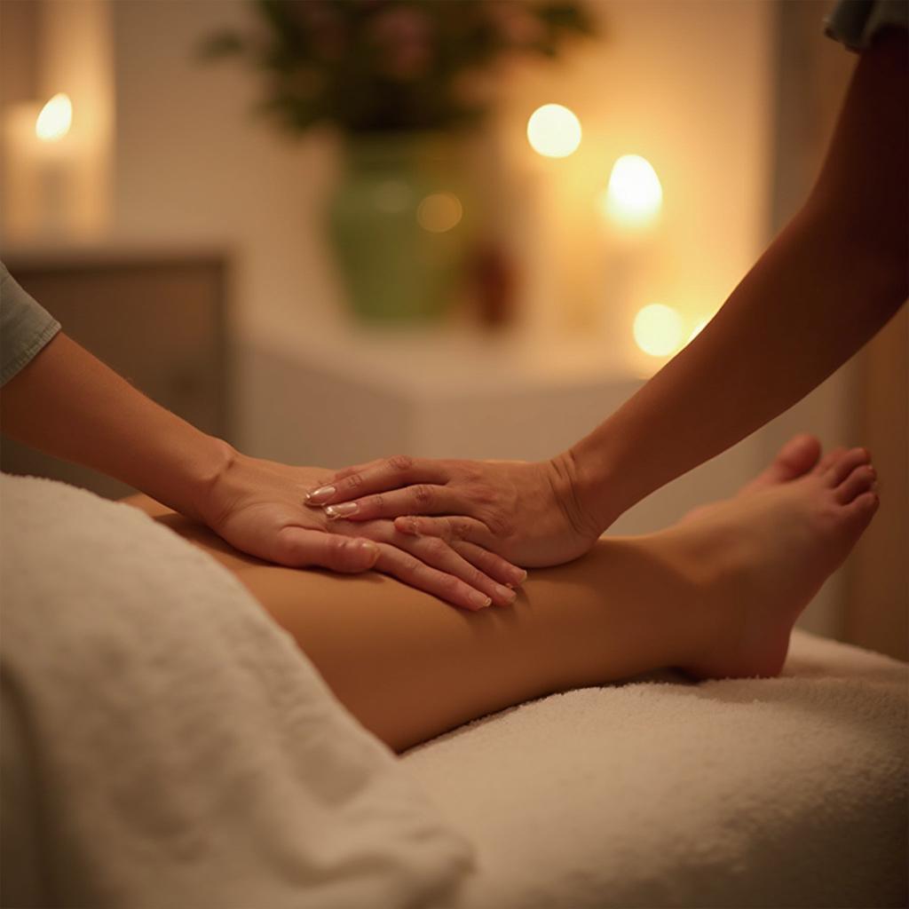 Relaxing hand and foot massage at a spa