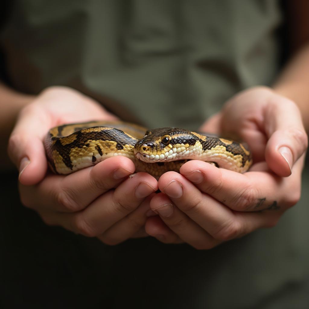 Gently Handling a Corn Snake