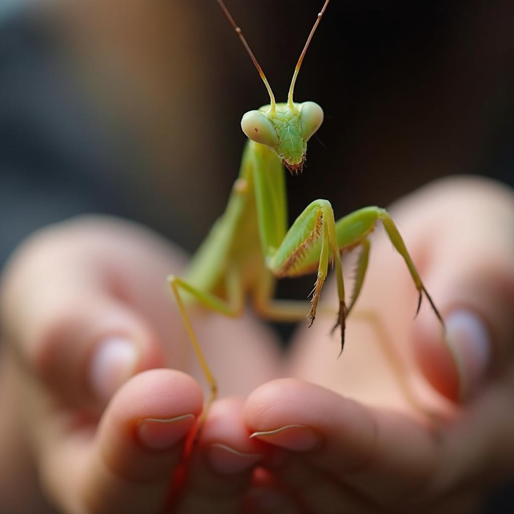 Handling a Praying Mantis Gently