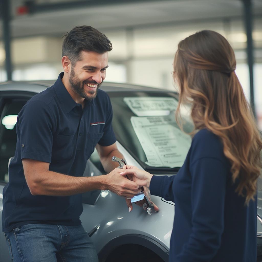 Happy Car Detailer Receiving a Tip