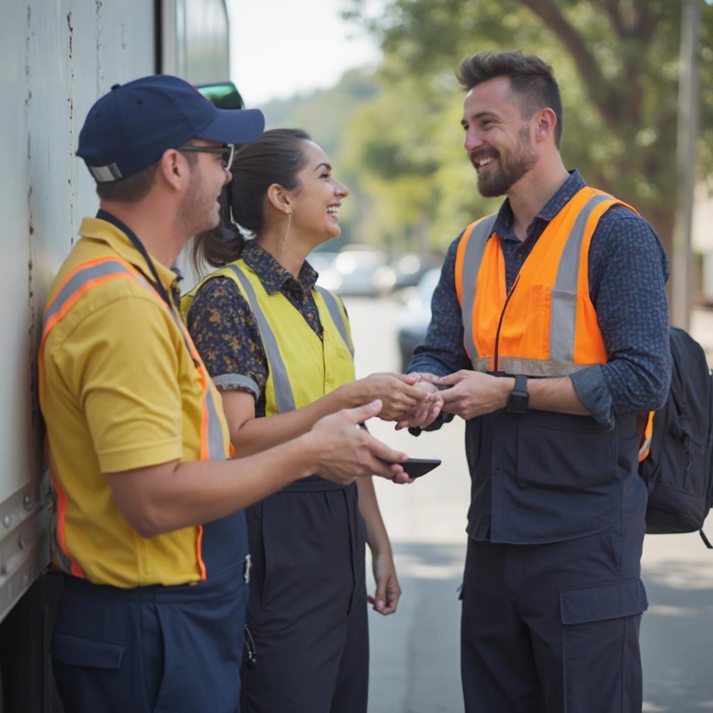 Happy Car Movers Receiving a Tip