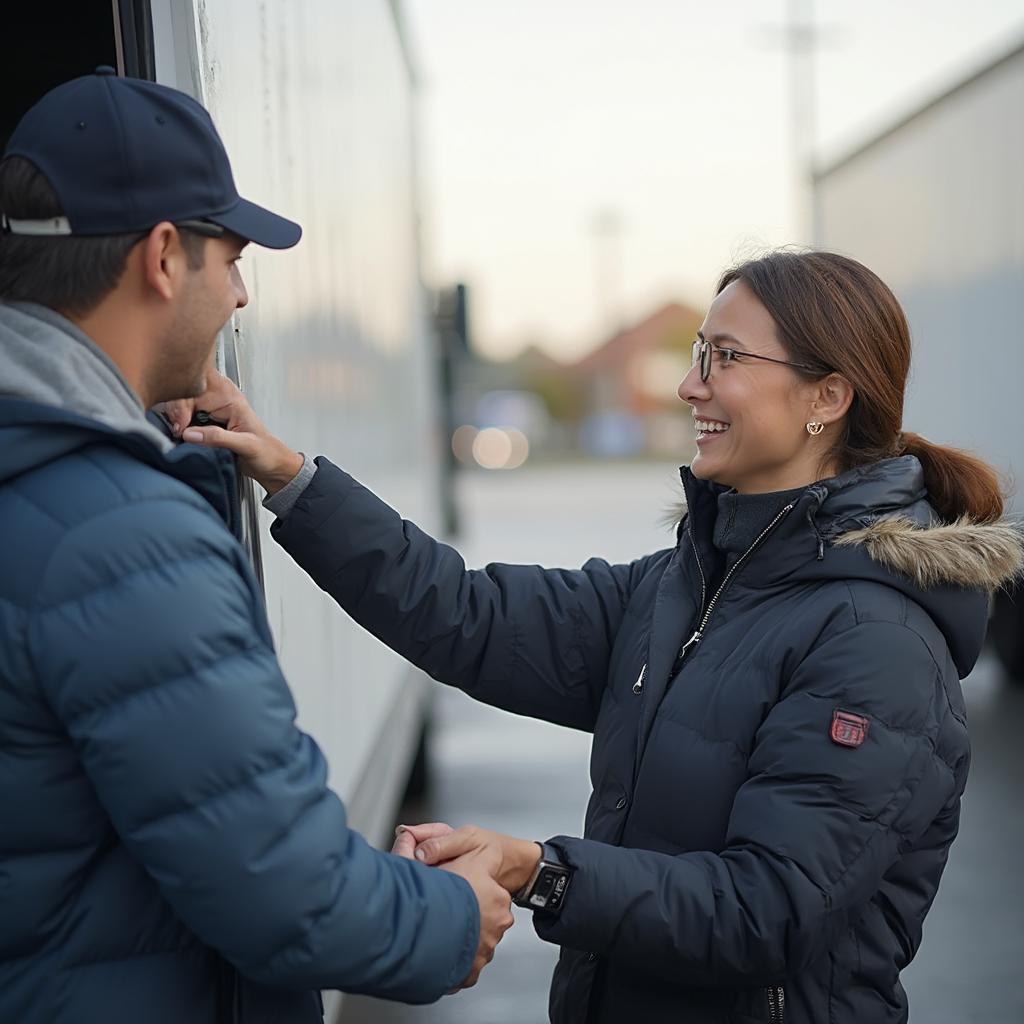 Happy car owner receiving their vehicle