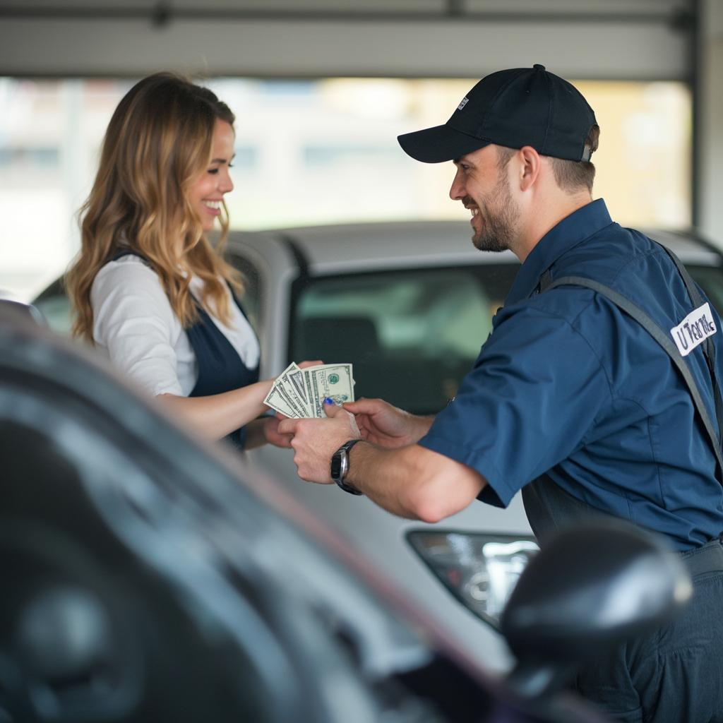 Happy Car Wash Customer Tipping Attendant