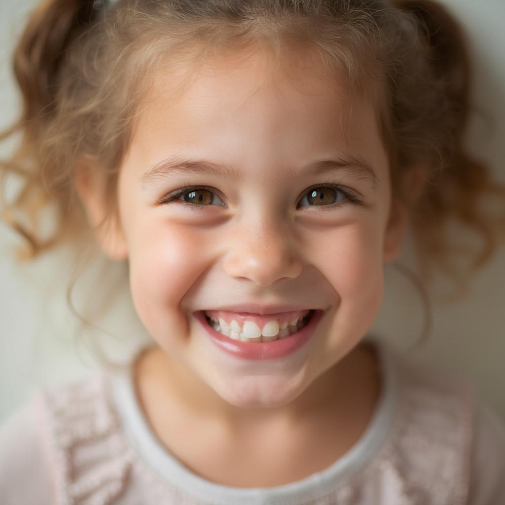 A happy child showing their healthy teeth