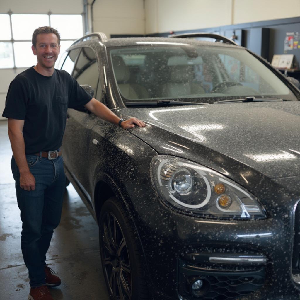 Happy Customer with Sparkling Clean Car after Detailing