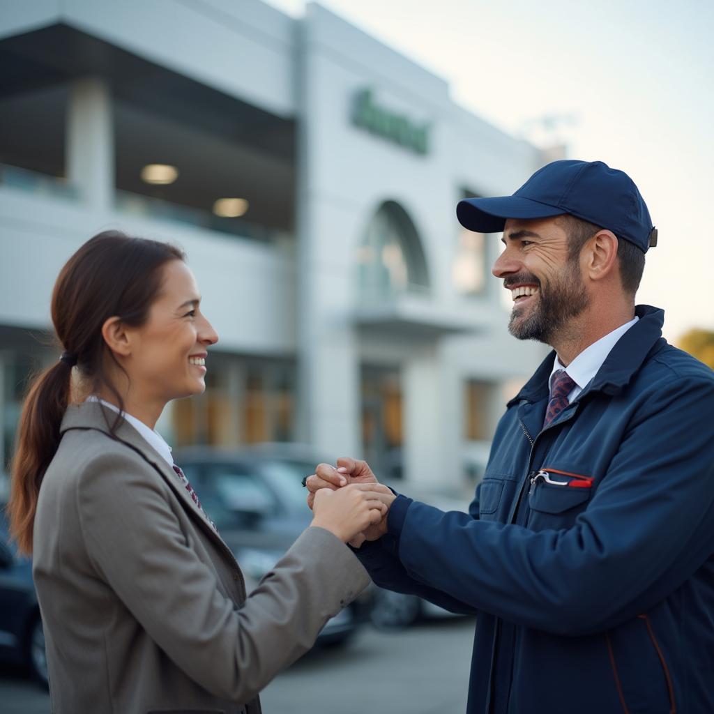 Happy Shuttle Driver Receiving Tip