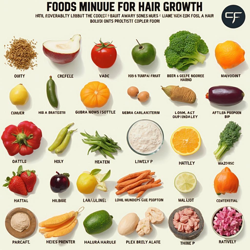 Healthy Diet for Long Hair Growth: Fruits, Vegetables, and Protein.