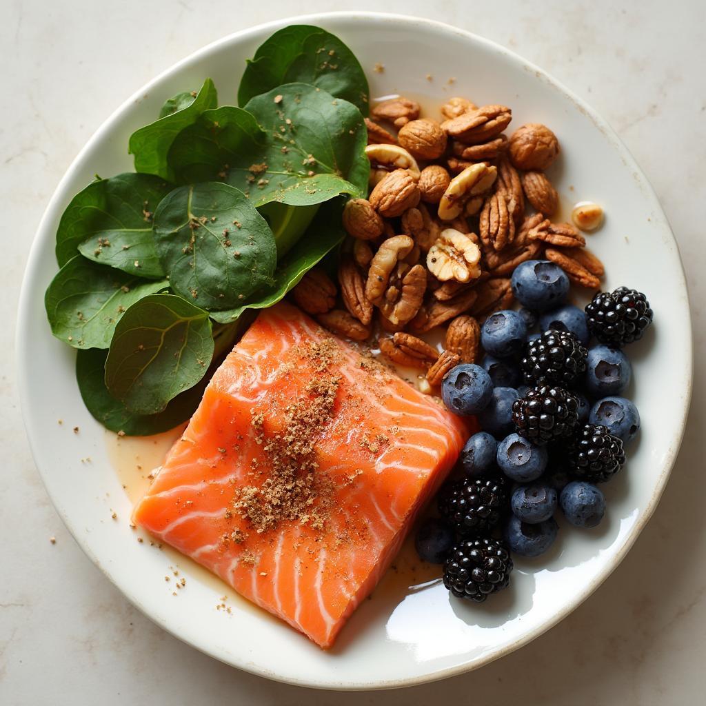 Plate of healthy foods beneficial for hair growth, showcasing the importance of nutrition.