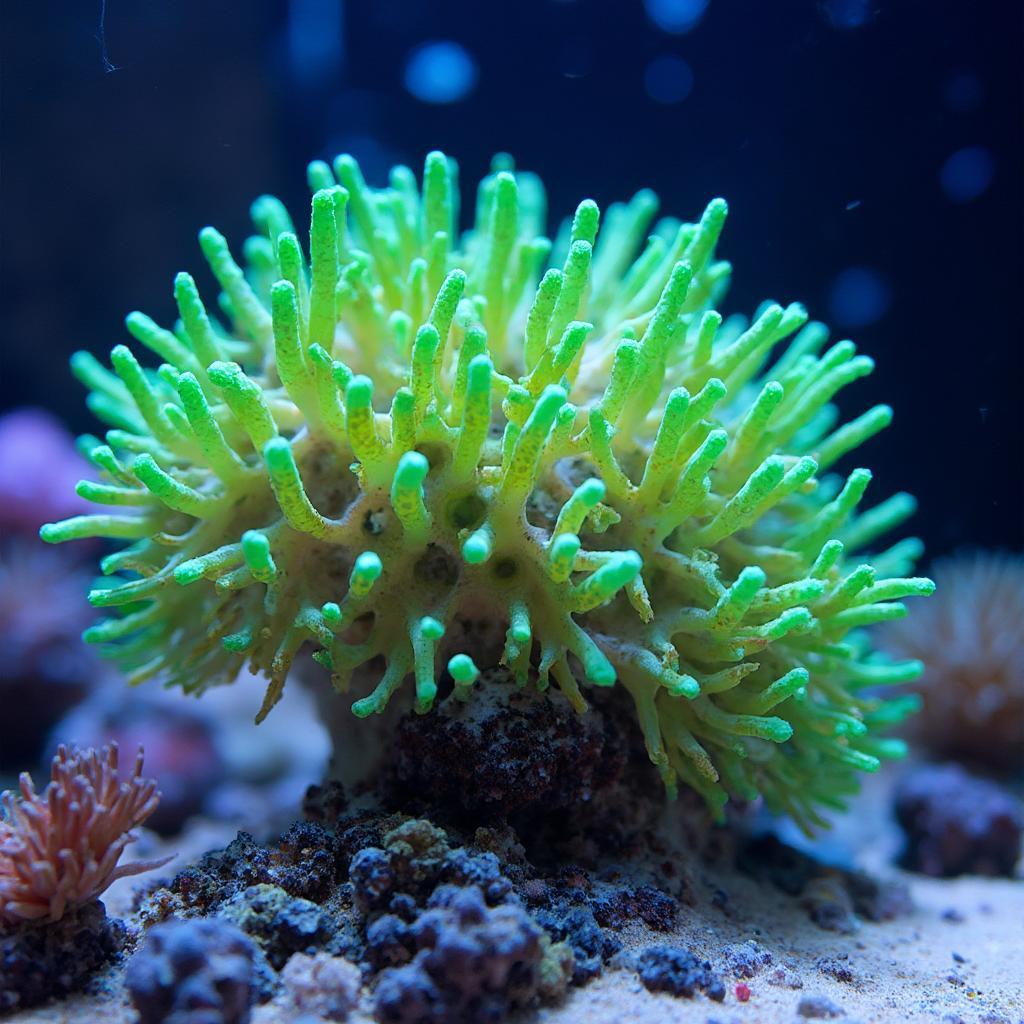 Healthy Green Tip Torch Coral in a Reef Tank