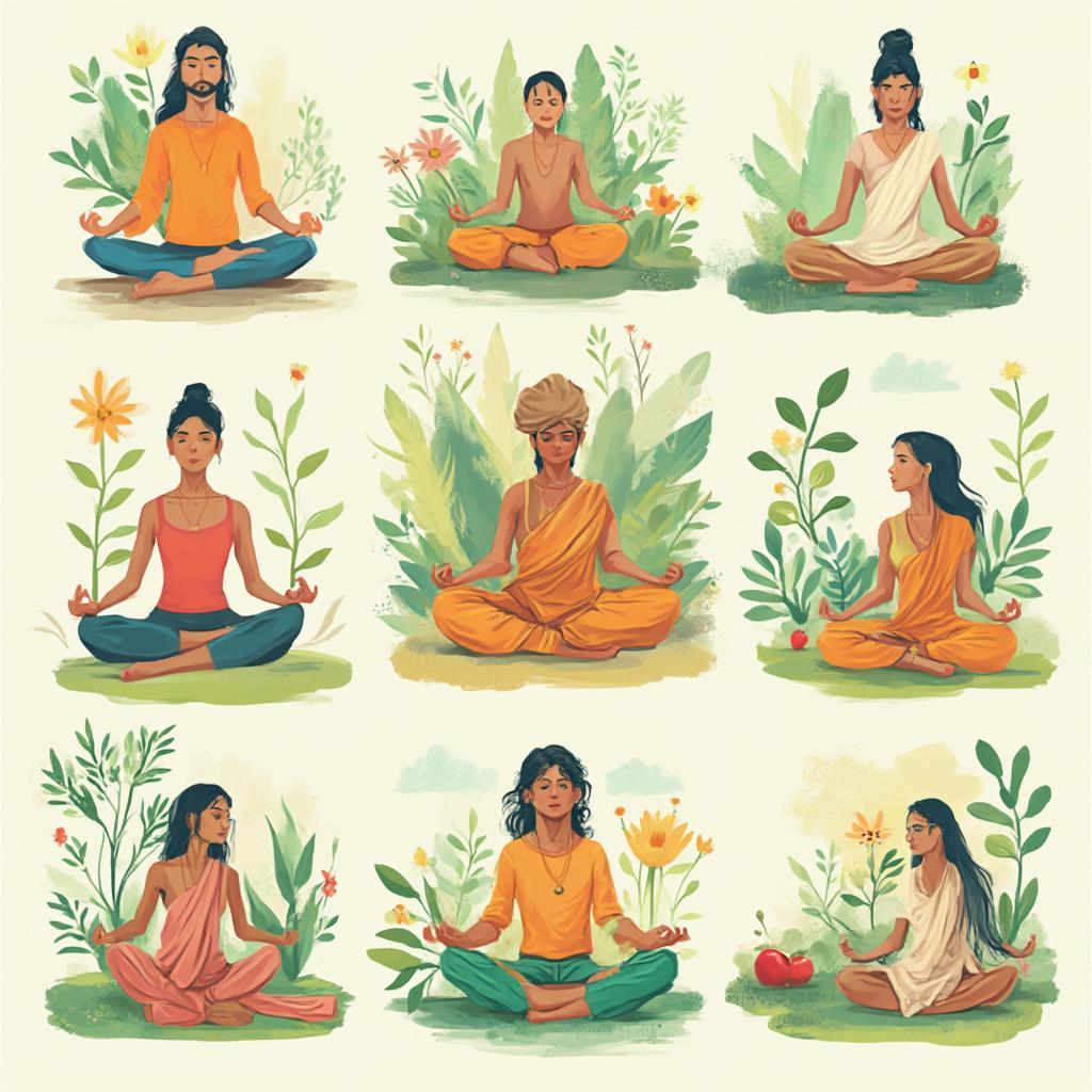 A depiction of holistic wellness practices in Indian culture.