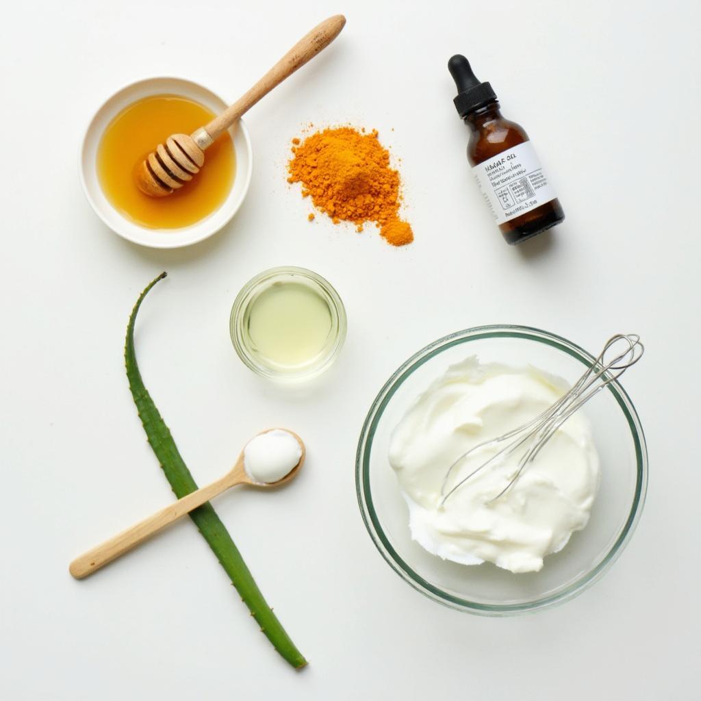 Ingredients for a homemade acne face mask