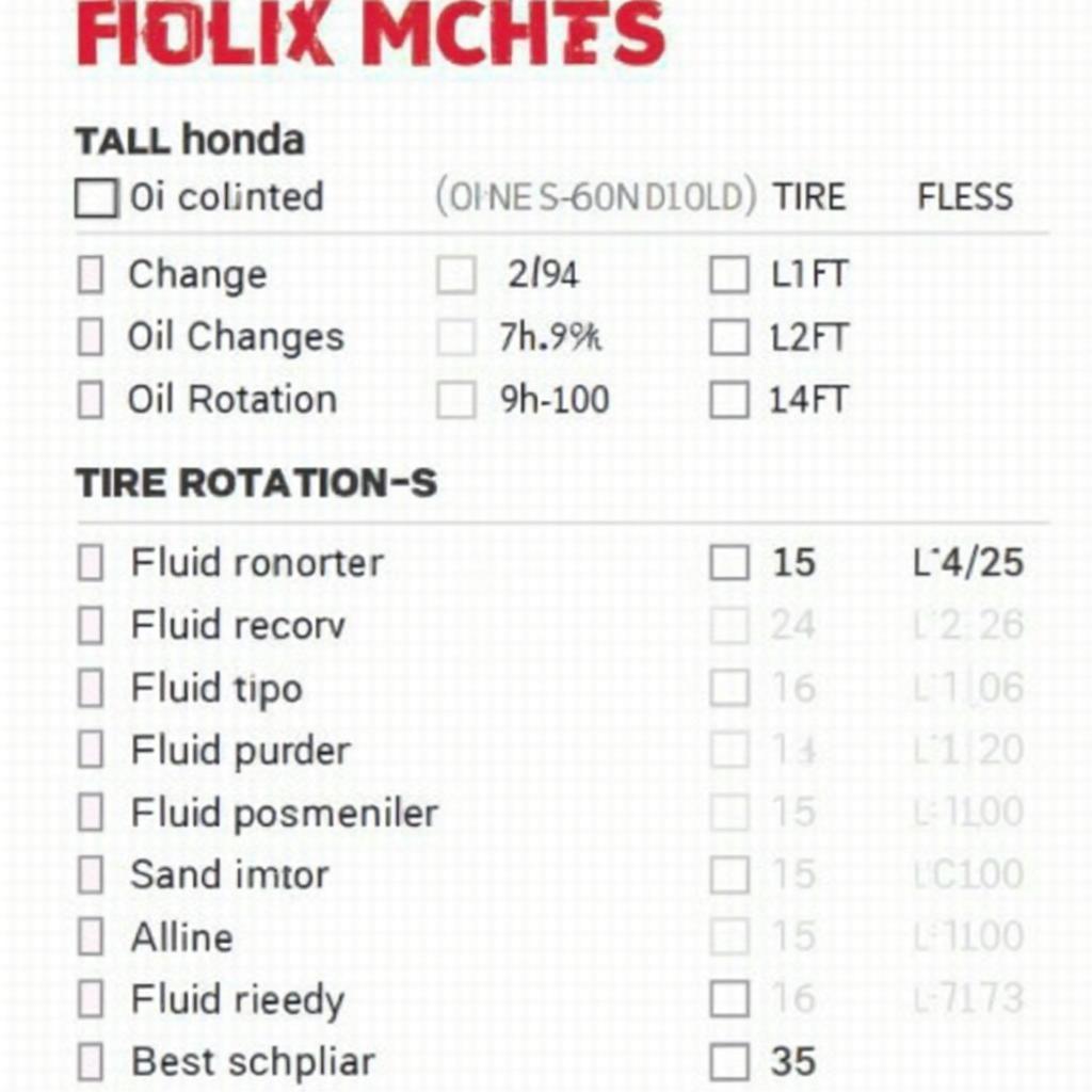 Honda Maintenance Checklist