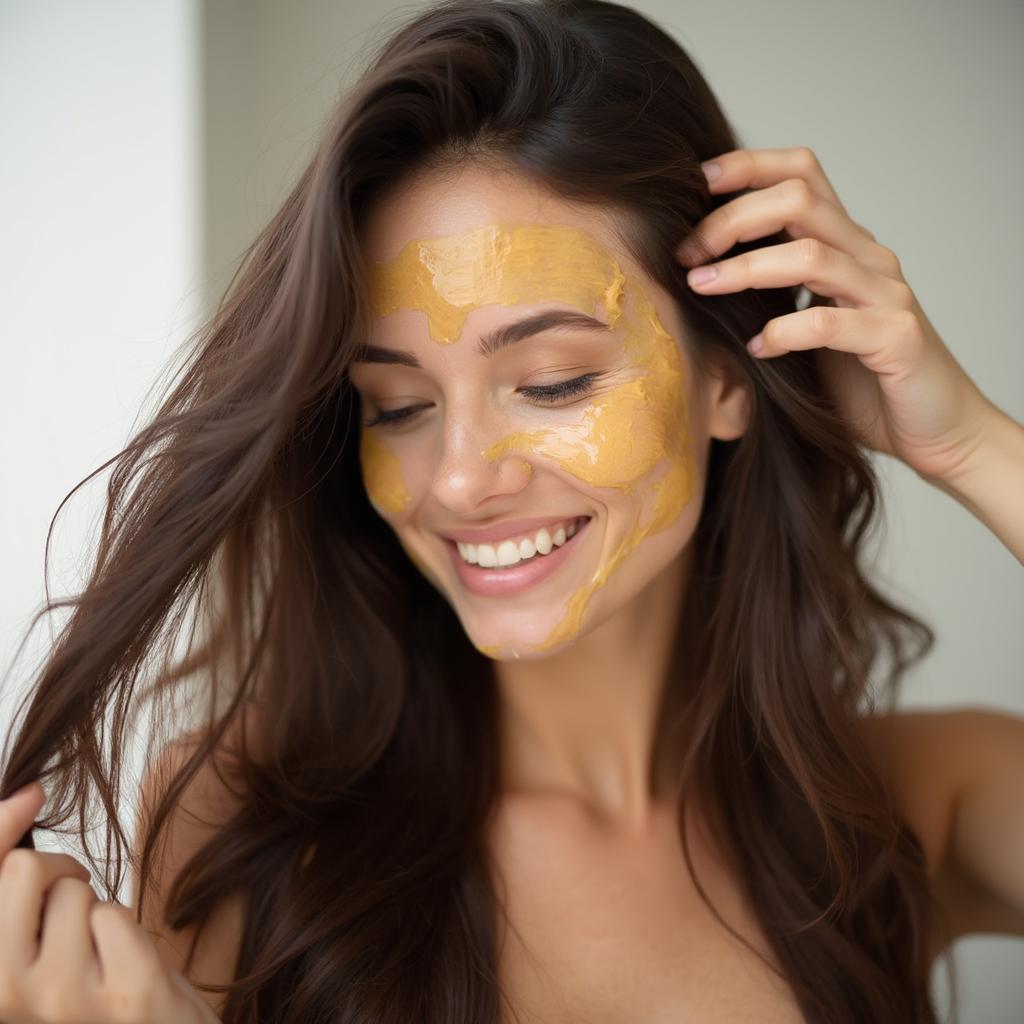 Applying a honey hair mask for healthy hair growth