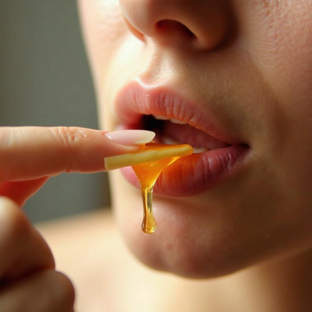 Applying Honey for Lip Care