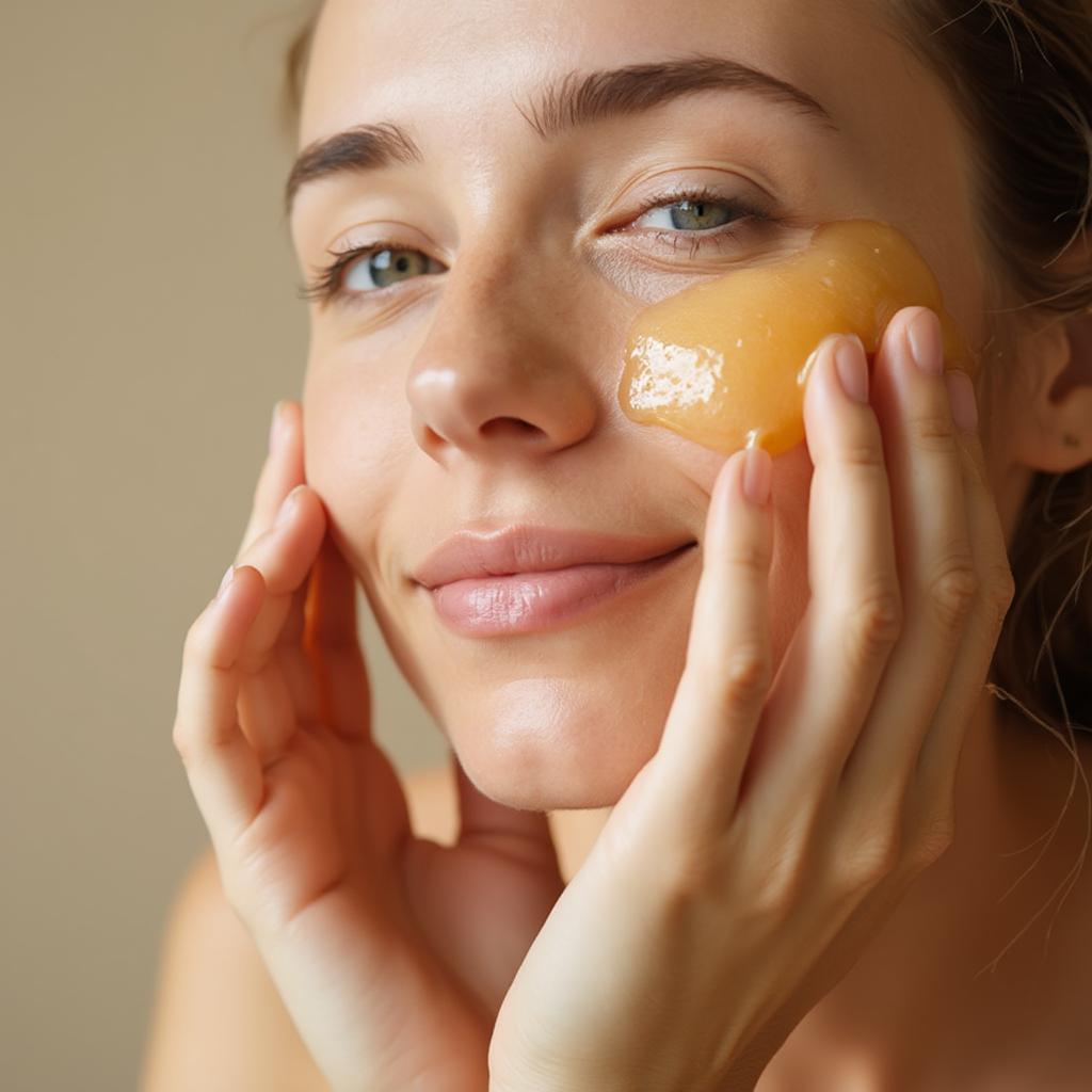 Applying Honey to Face for Skin Care