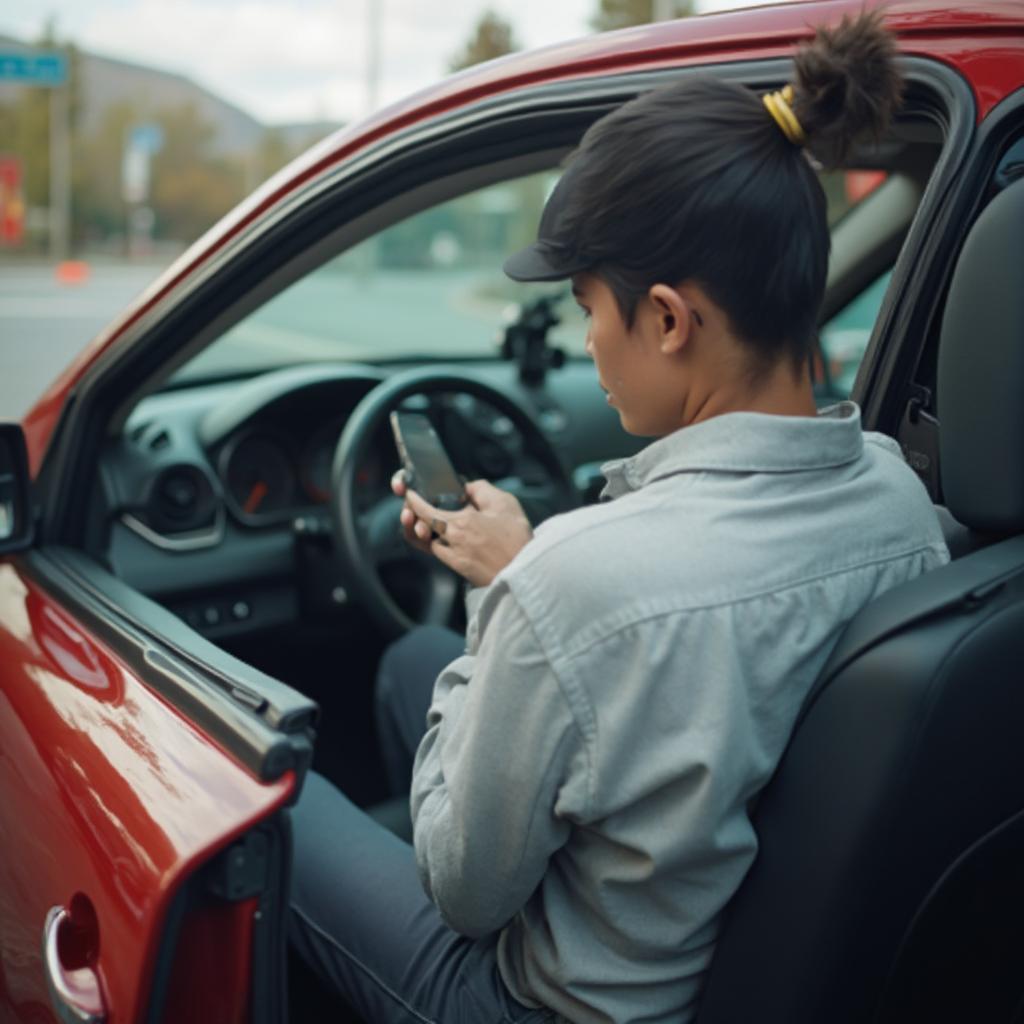 Inspecting a rental car for damage