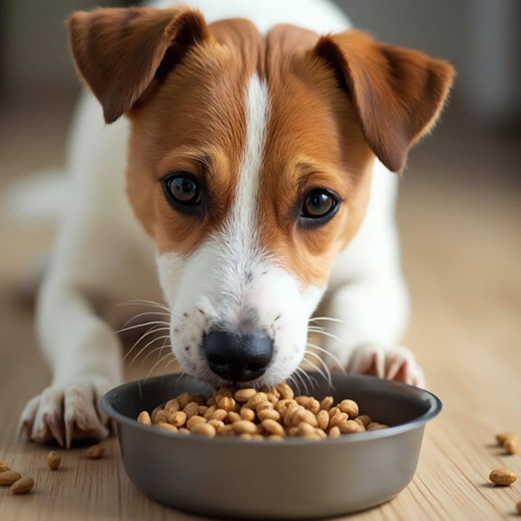 Jack Russell Terrier Enjoying a Healthy Meal