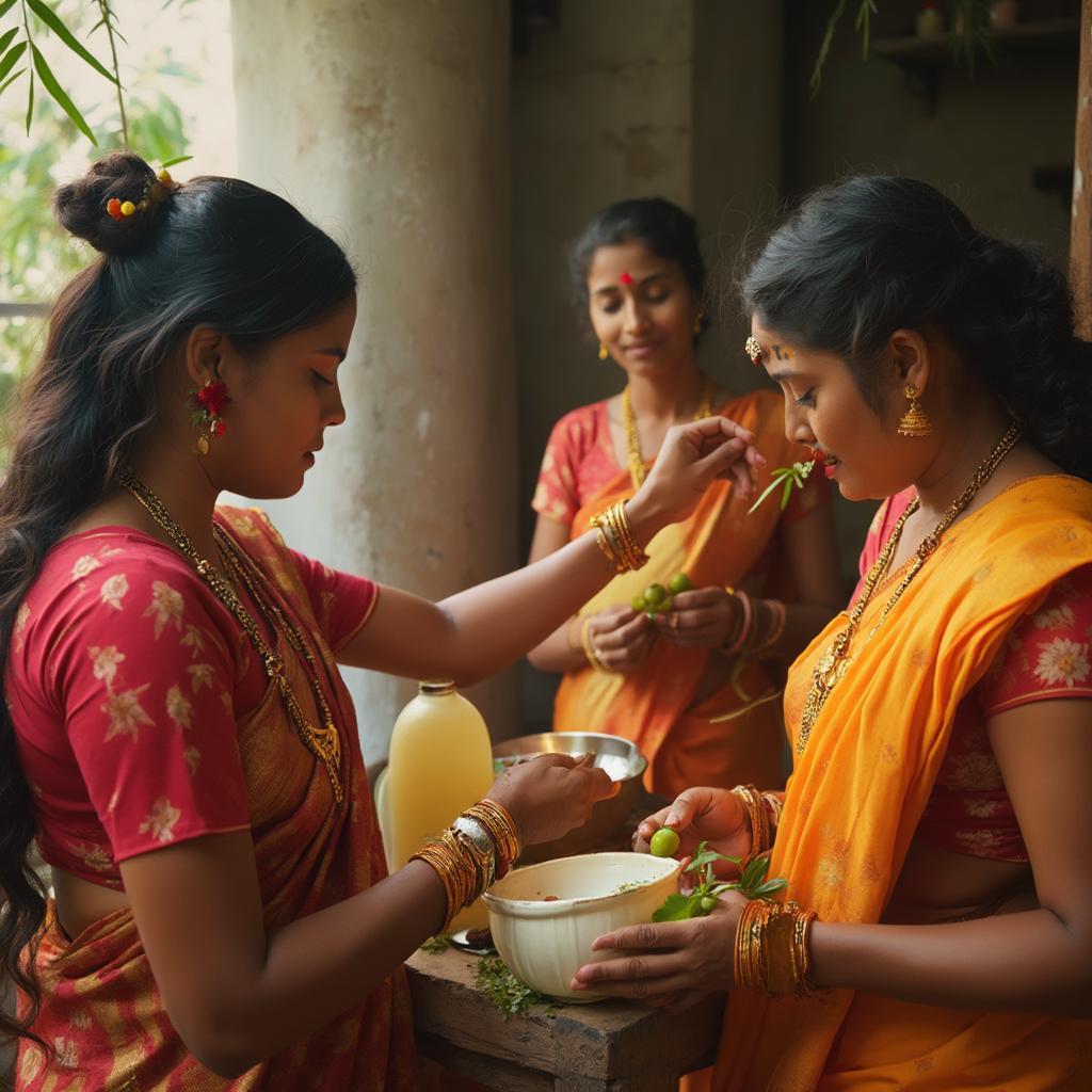 Kannada Women Using Natural Hair Remedies