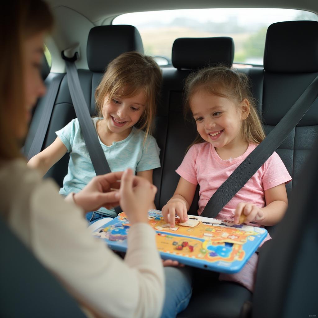 Kids Playing Games in Car