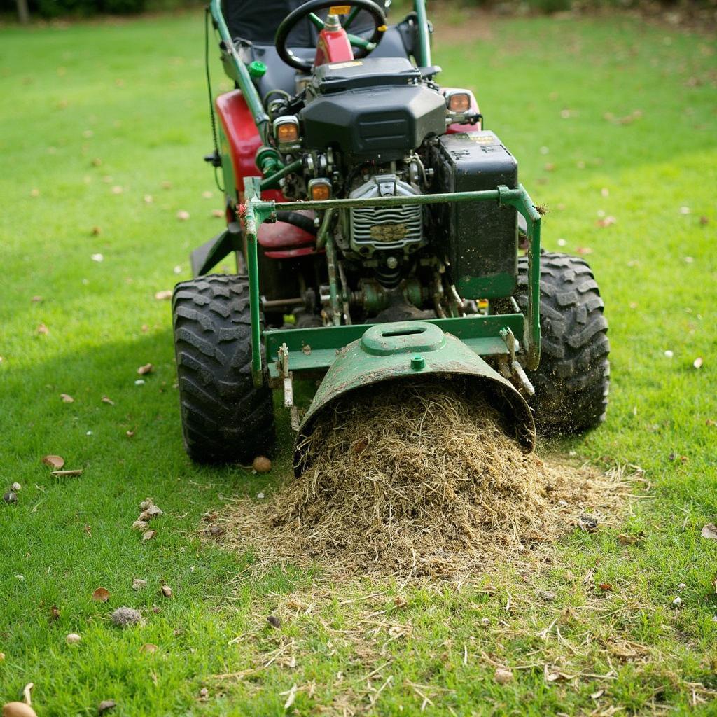 Lawn Scarifier Removing Thatch