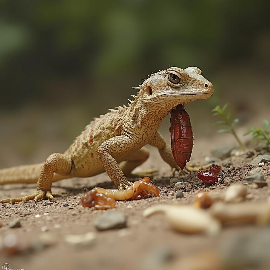 Legless Lizard Feeding on Insects