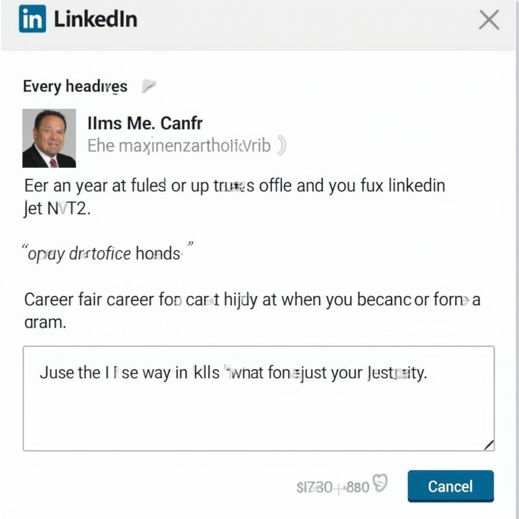 Example of a personalized LinkedIn connection request after a career fair