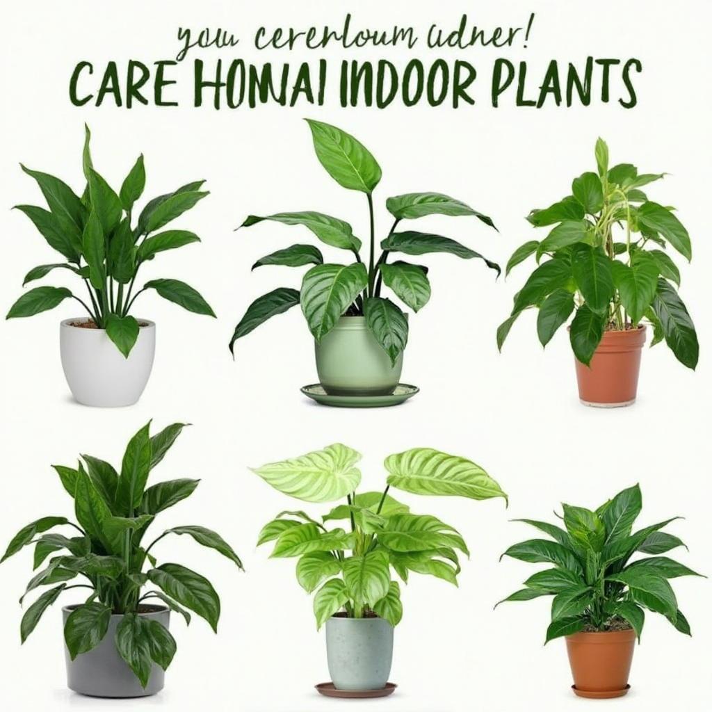 Low-maintenance indoor plants like snake plants, ZZ plants, and pothos.