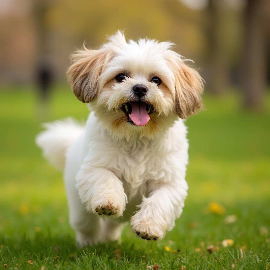 Maltese Shih Tzu Playing Fetch