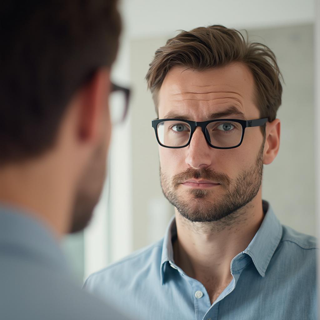 Man Trying on Different Eyeglass Frames