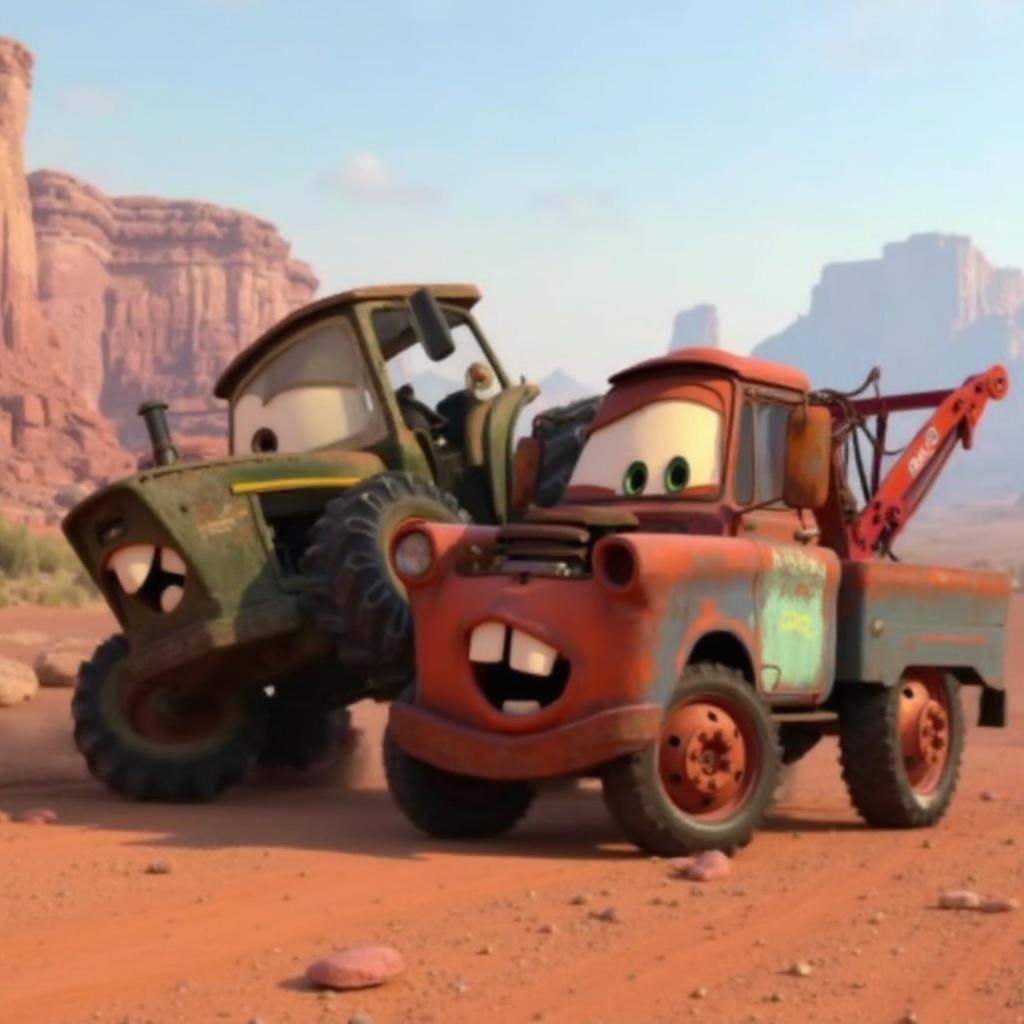 Mater Tipping Tractors in Cars Movie