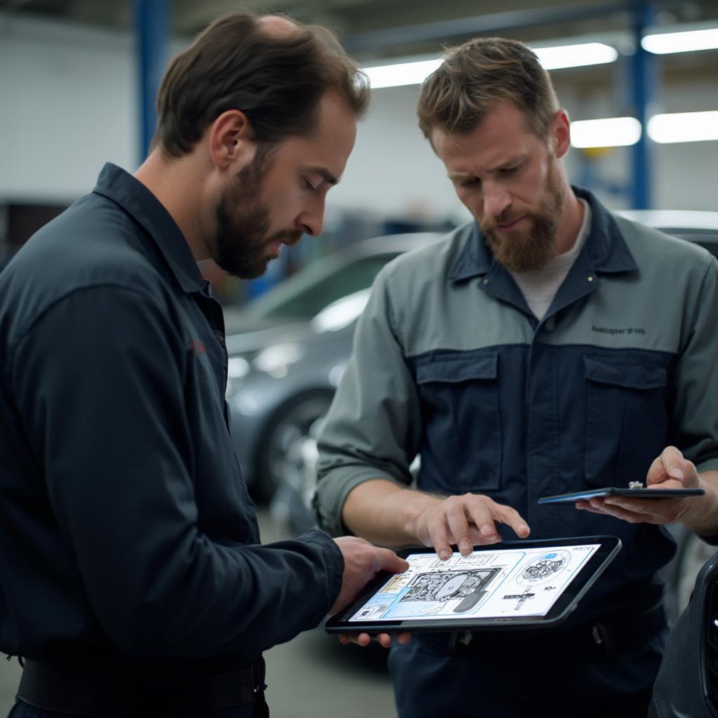 Mechanic Explaining Car Repair to Customer