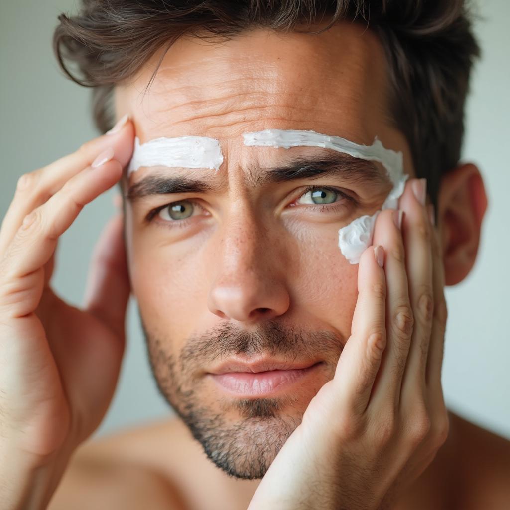 Men Applying Anti-aging Cream