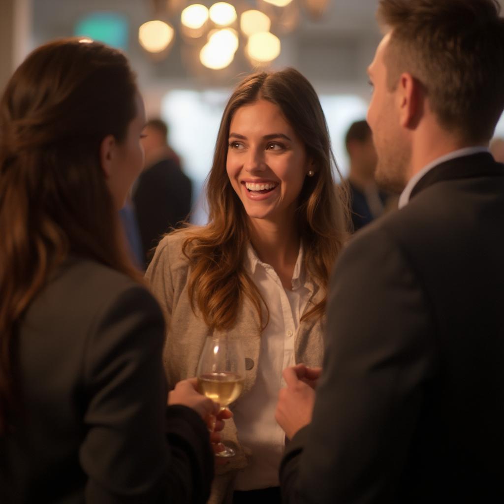 Millennial Woman Networking at a Professional Event