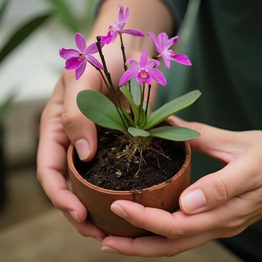 Mini Orchid Repotting Process